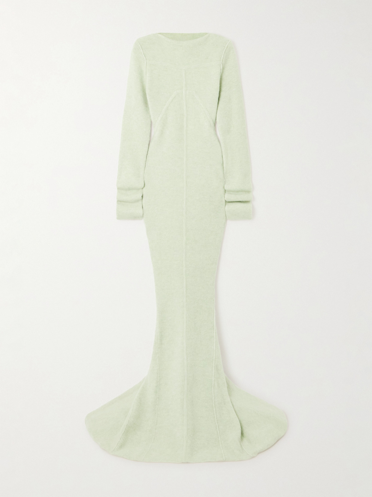 Rick Owens Luna Open-back Brushed-knit Gown In Green