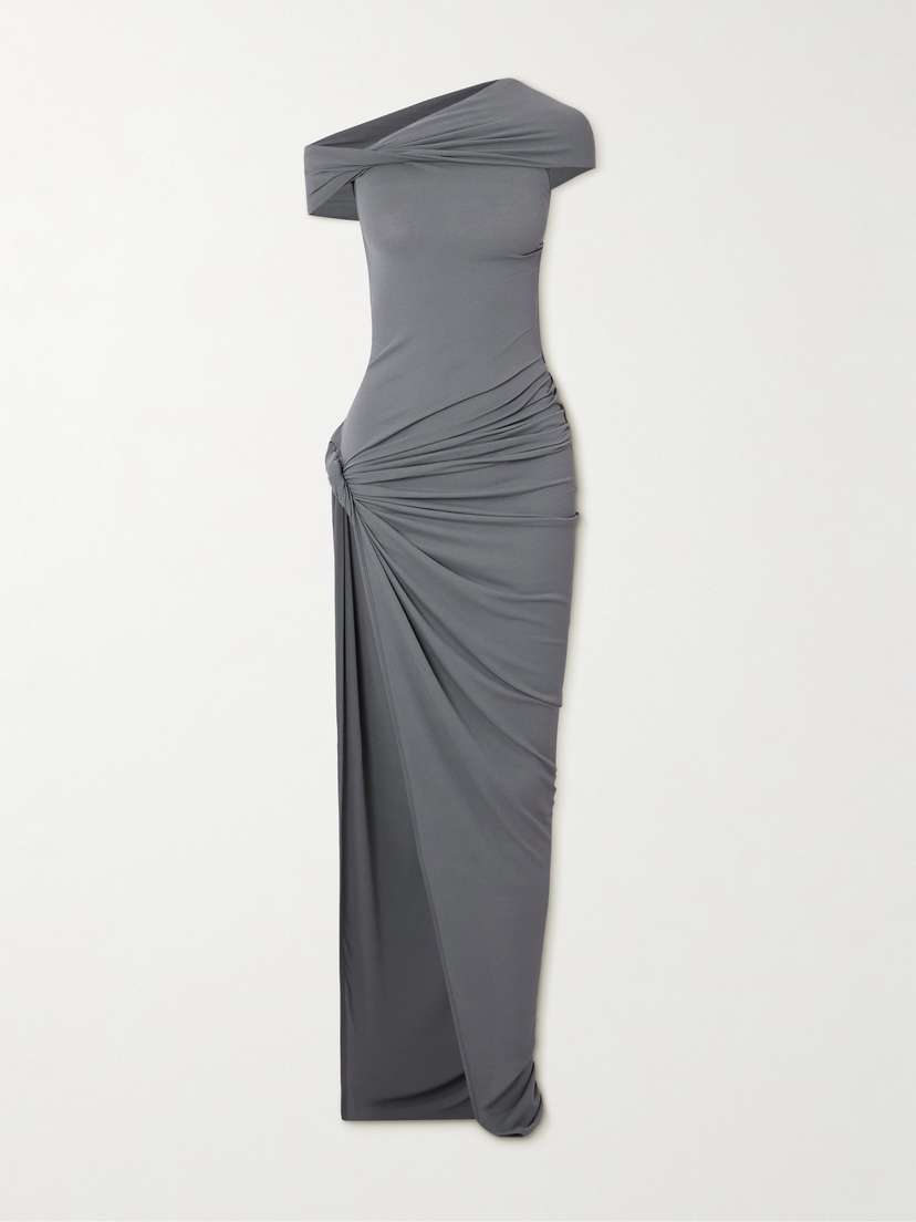 Rick Owens Lola Off-the-shoulder Twisted Gathered Crepe De Chine Maxi Dress