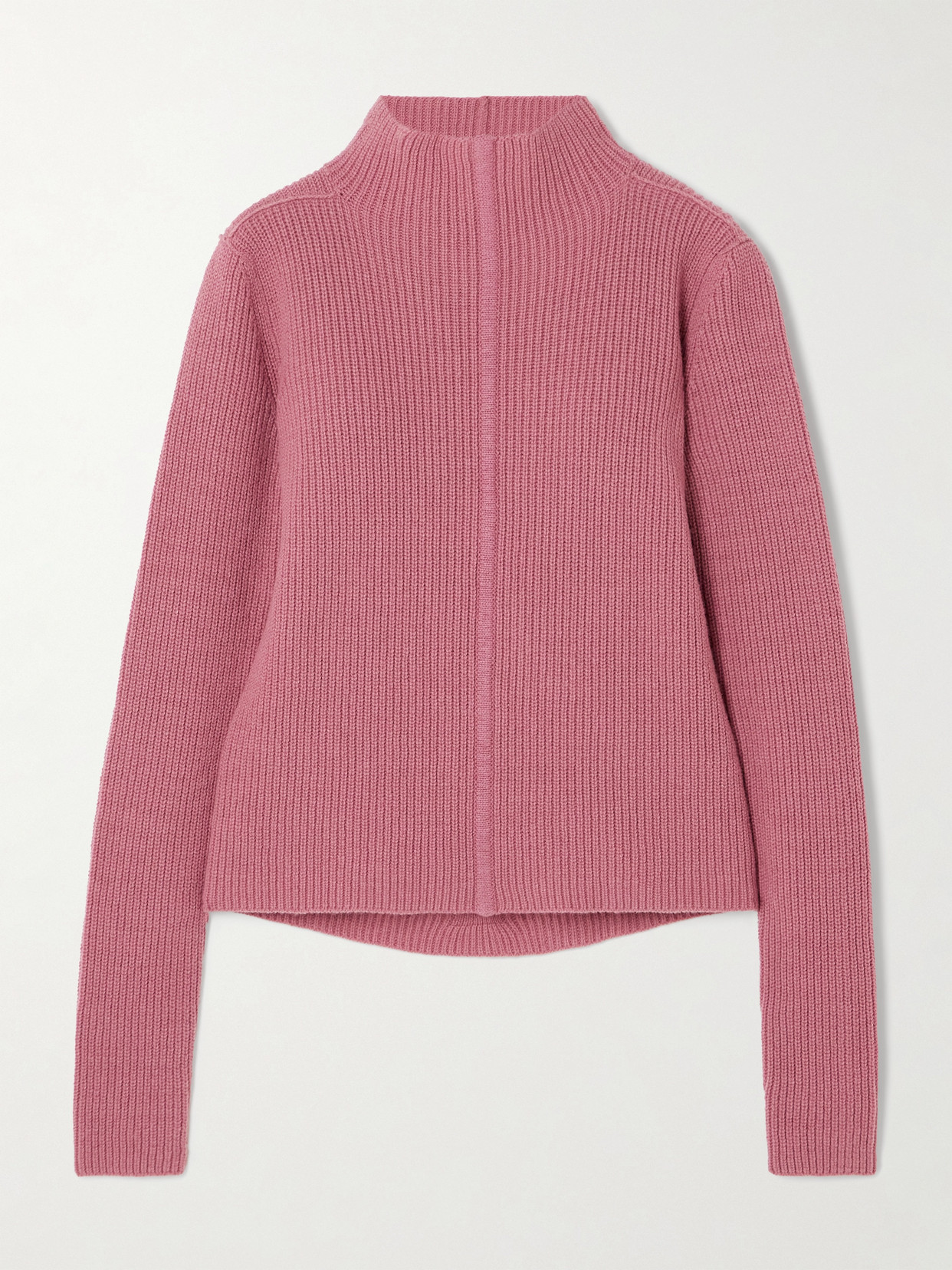 Rick Owens Maglia Ribbed Cashmere And Wool-blend Turtleneck Jumper In Pink