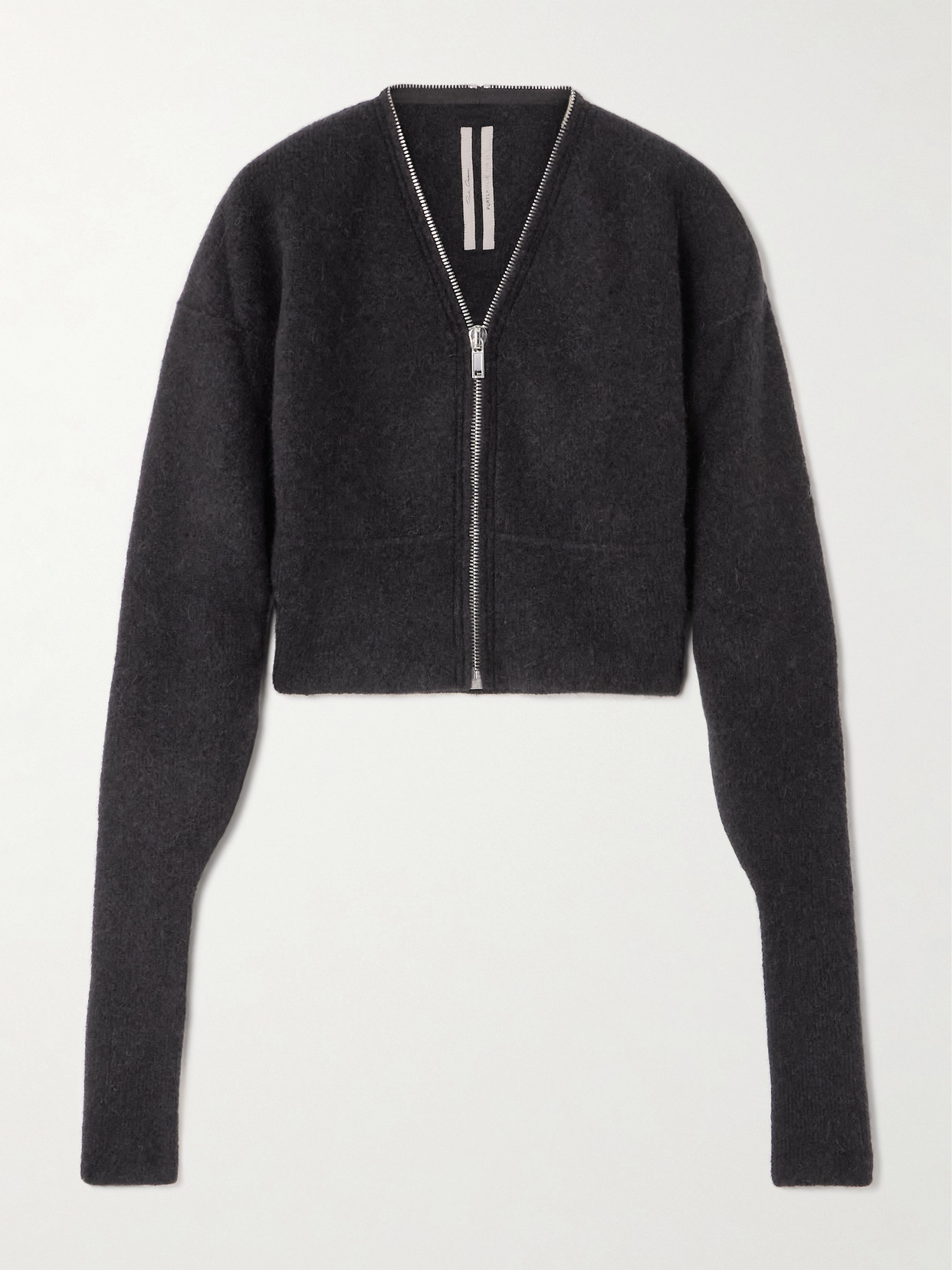 Rick Owens - Cropped Zip-up Knitted Cardigan - Gray