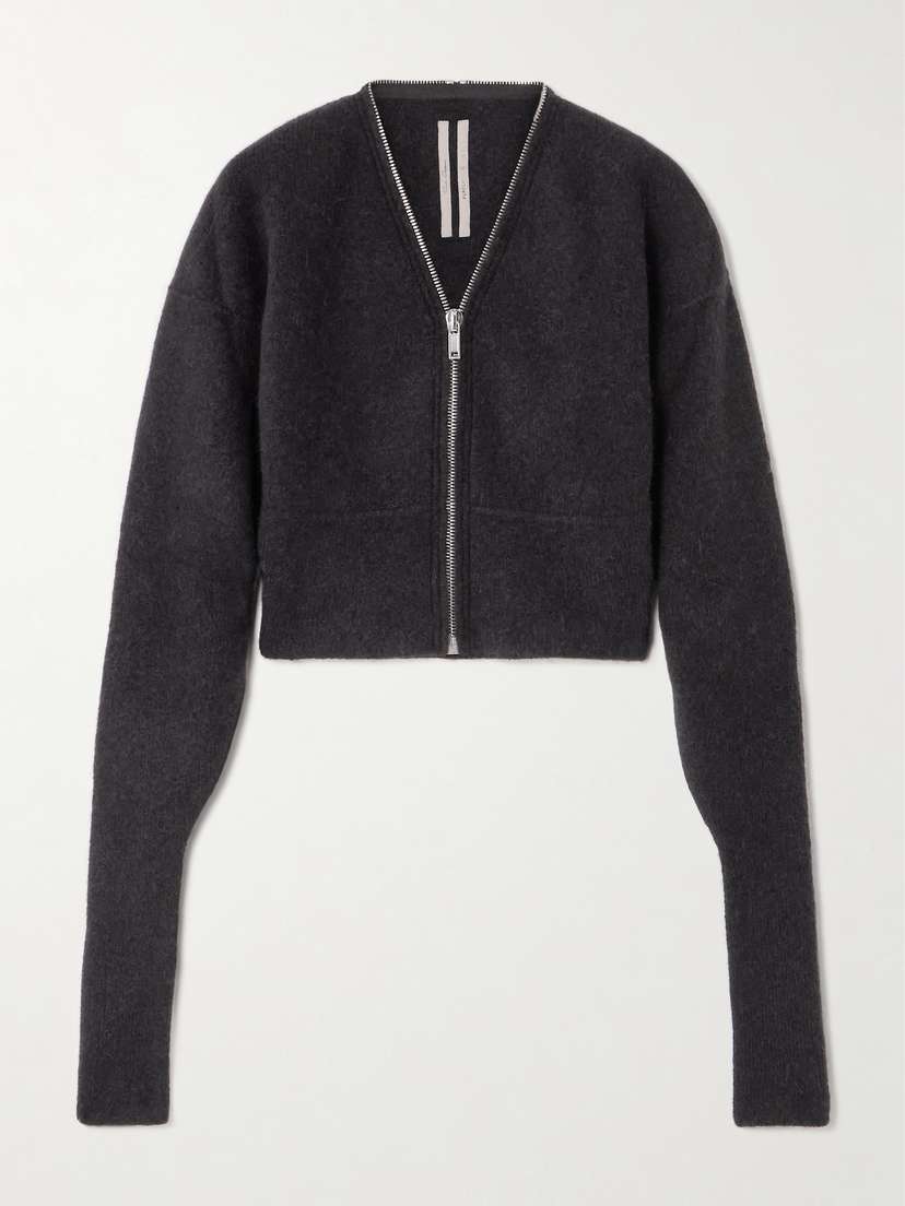 Rick Owens Cropped Zip-up Knitted Cardigan