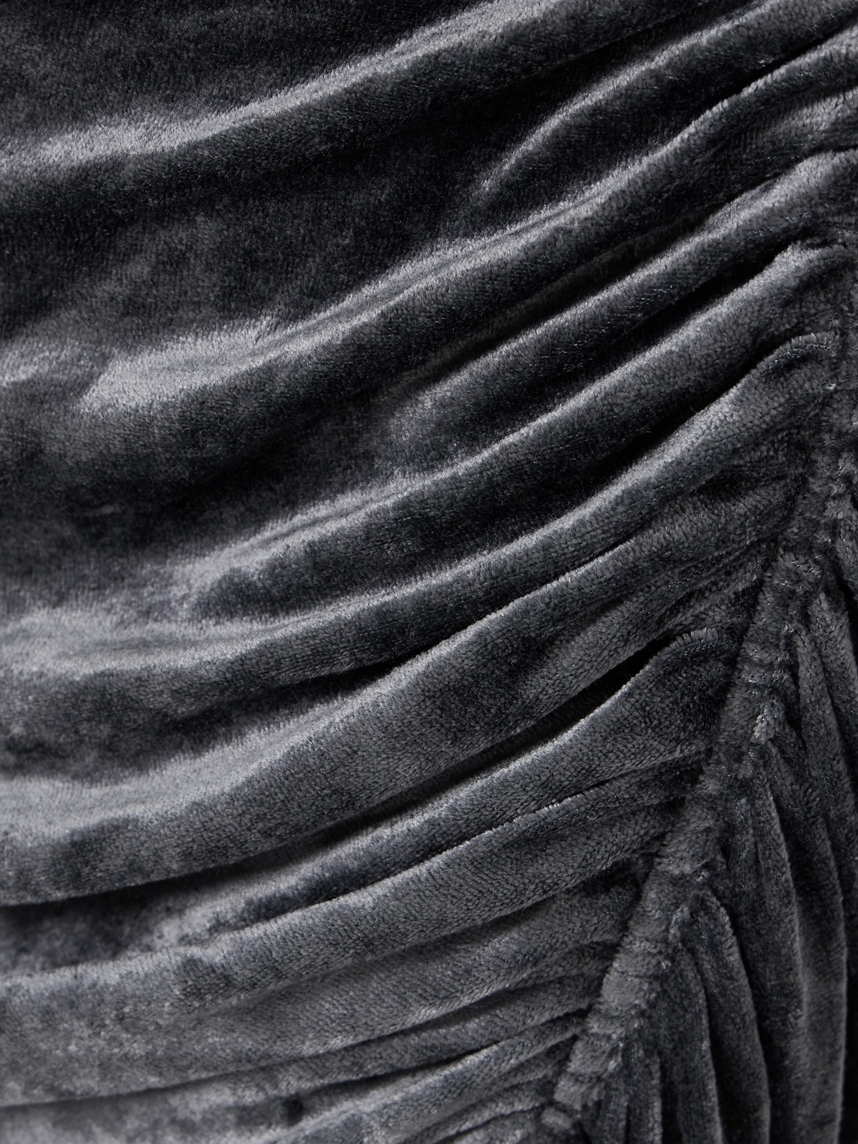 Rick Owens Svita Asymmetric Ruched Velour Dress In Gray