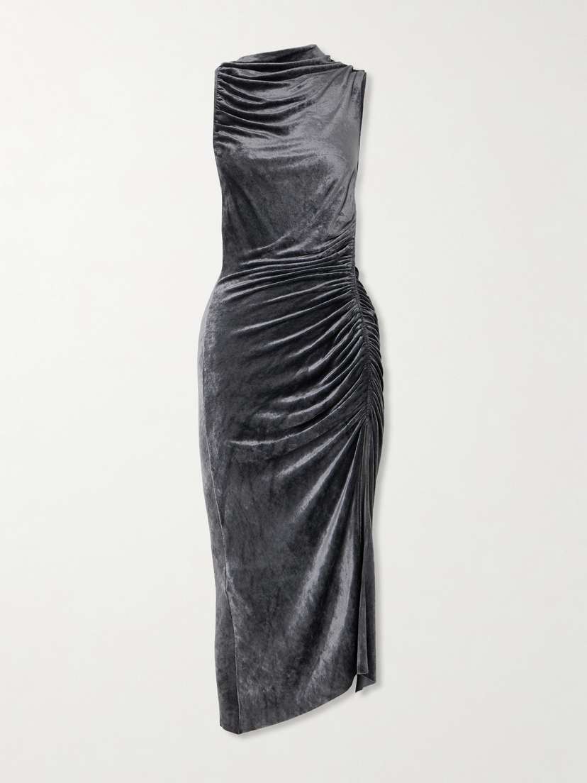 Rick Owens Svita Asymmetric Ruched Velour Dress