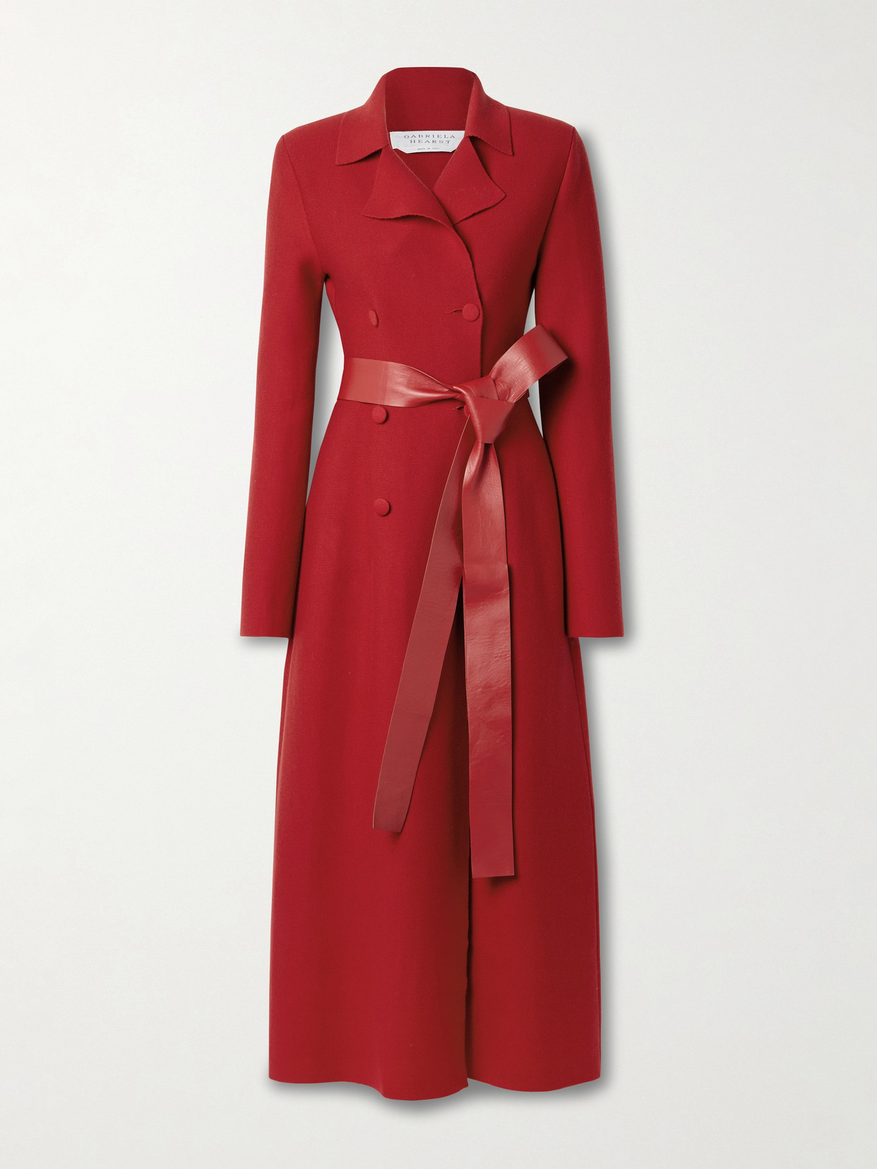 Gabriela Hearst - Kant Belted Double-breasted Leather-trimmed Wool Coat - Red