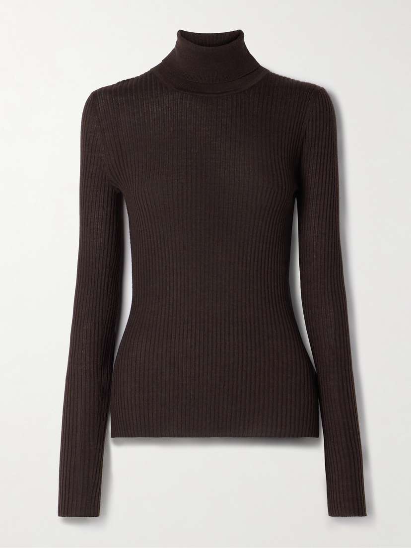 Gabriela Hearst Peppe Ribbed Cashmere And Silk-blend Turtleneck Sweater - x large