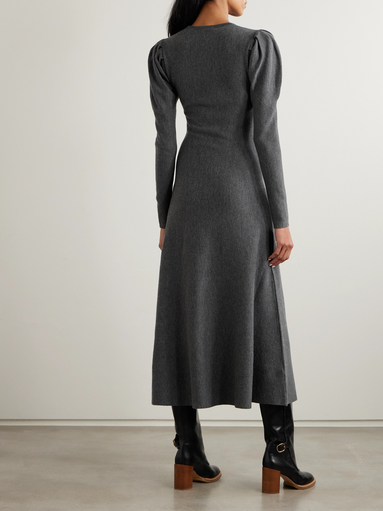 Gabriela Hearst Hannah Wool And Cashmere-blend Midi Dress In Gray