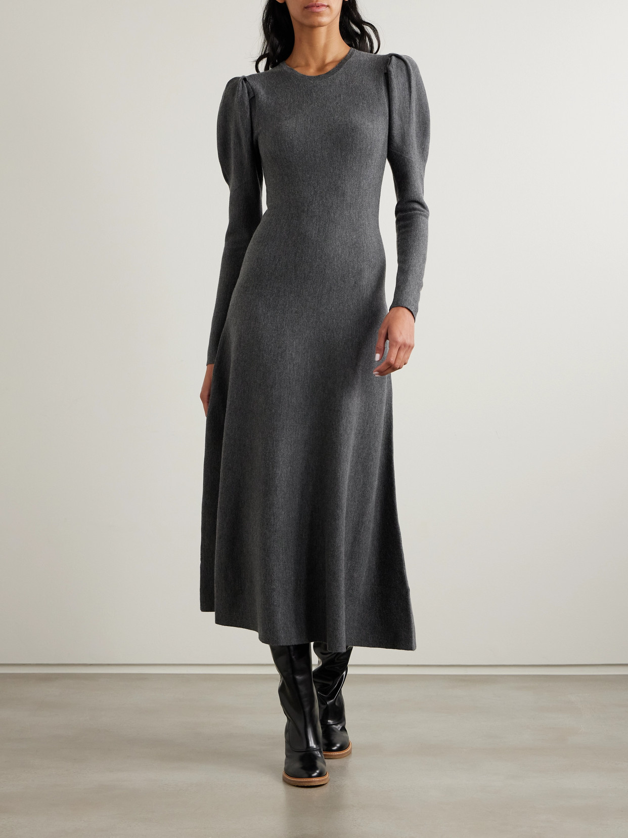 Gabriela Hearst Hannah Wool And Cashmere-blend Midi Dress In Gray