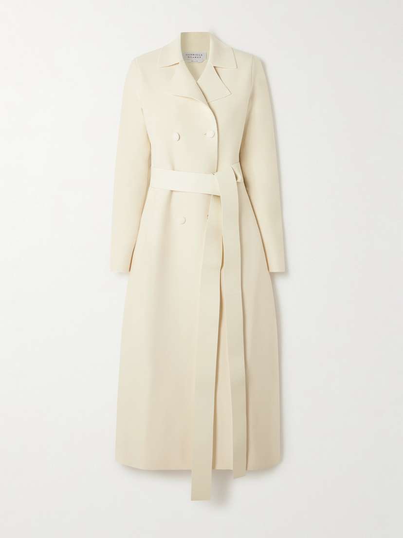 Gabriela Hearst Kant Belted Double-breasted Leather-trimmed Wool Coat