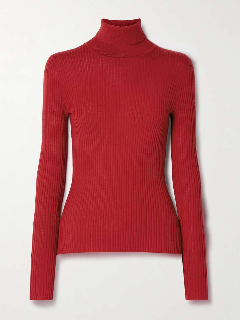 Gabriela Hearst Peppe Ribbed Cashmere And Silk-blend Turtleneck Sweater - x large