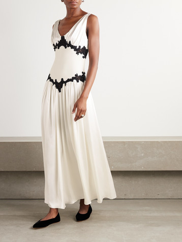 Gabriela Hearst Highland lace-trimmed silk maxi dress