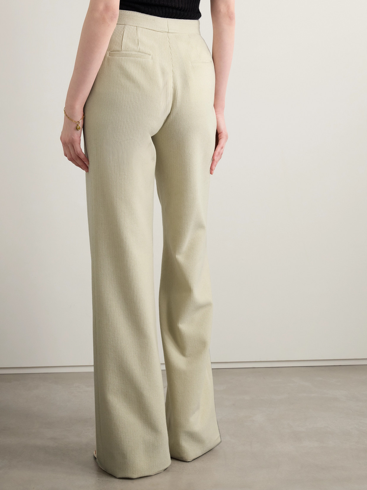 Gabriela Hearst Vesta Cashmere-corduroy Wide-leg Pants In Metallic