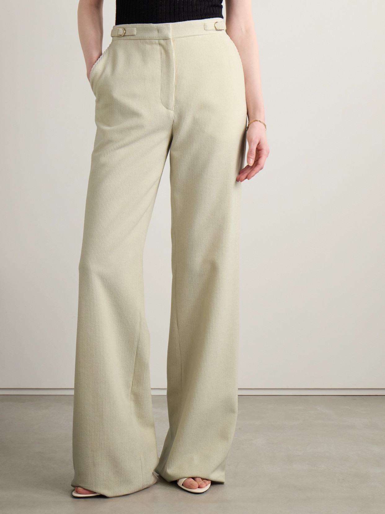 Gabriela Hearst Vesta Cashmere-corduroy Wide-leg Pants In Metallic