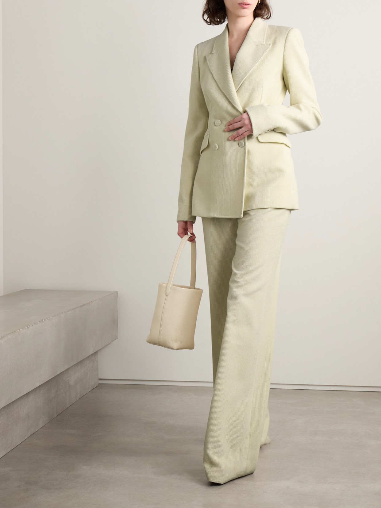 Gabriela Hearst Vesta Cashmere-corduroy Wide-leg Pants In Metallic