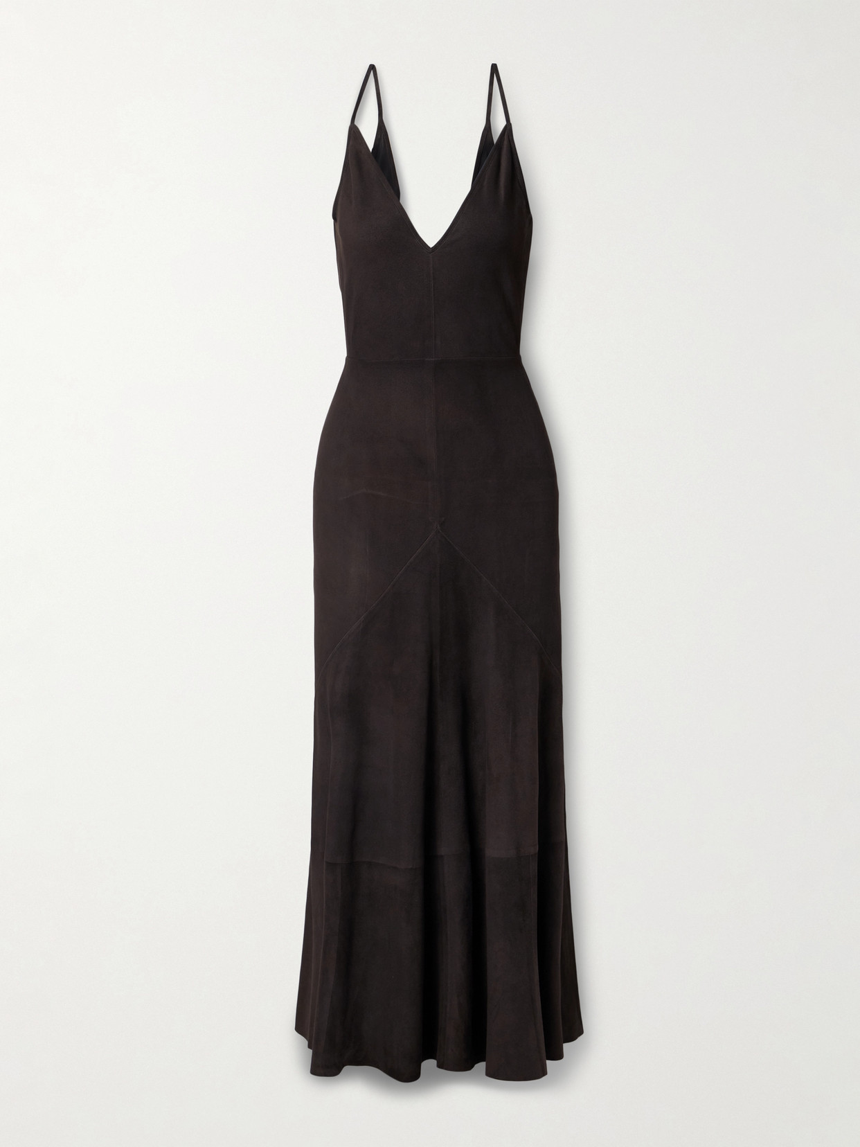Gabriela Hearst - Brigita Paneled Suede Maxi Dress - Brown