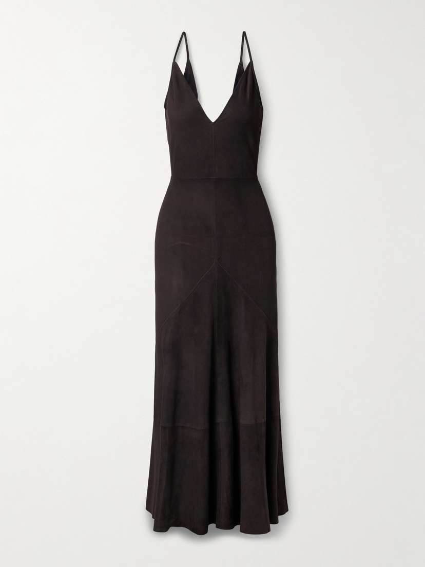 Gabriela Hearst Brigita Paneled Suede Maxi Dress
