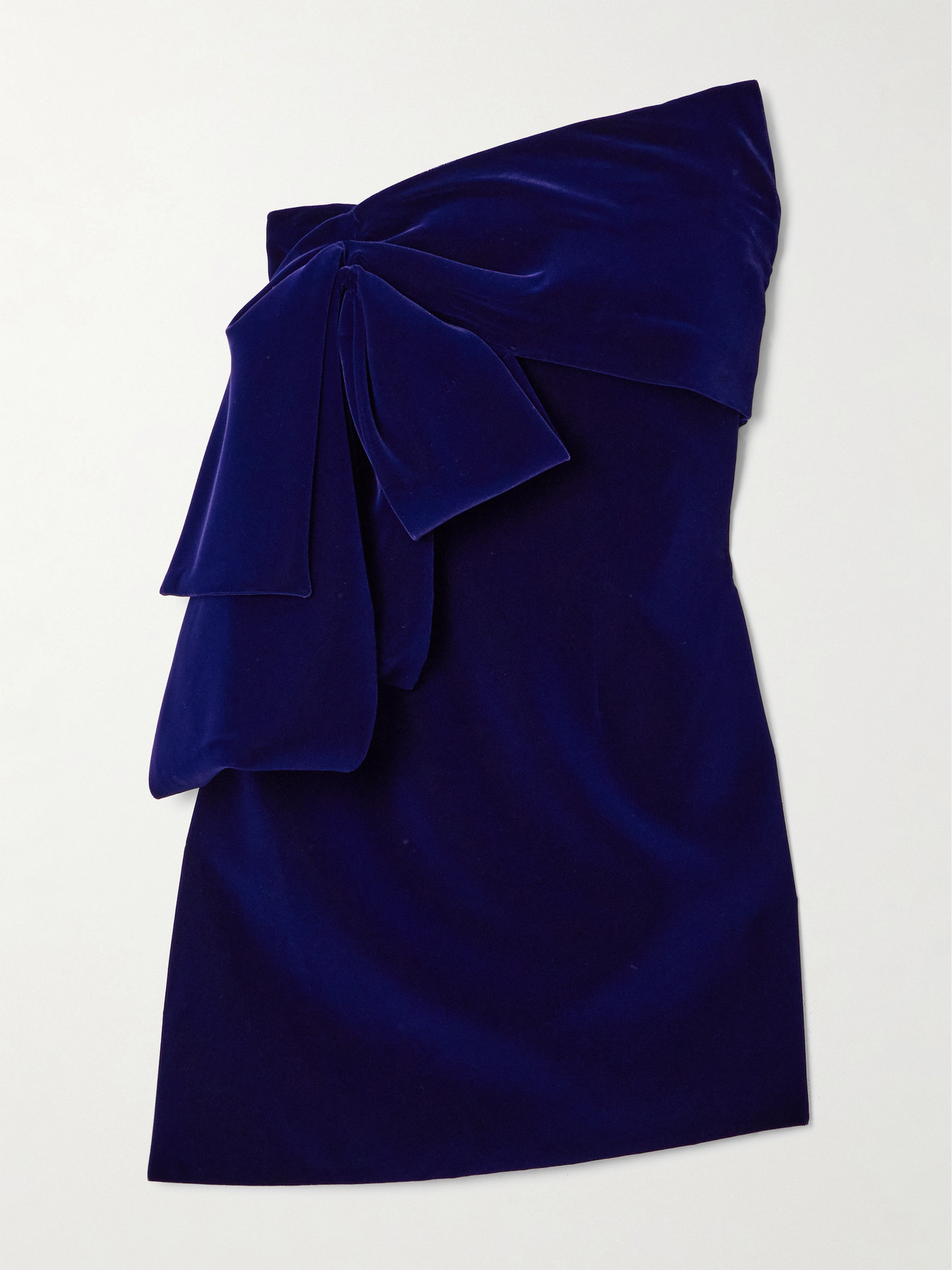 Givenchy - Bow-detailed Asymmetric Velvet Bustier Mini Dress - Blue