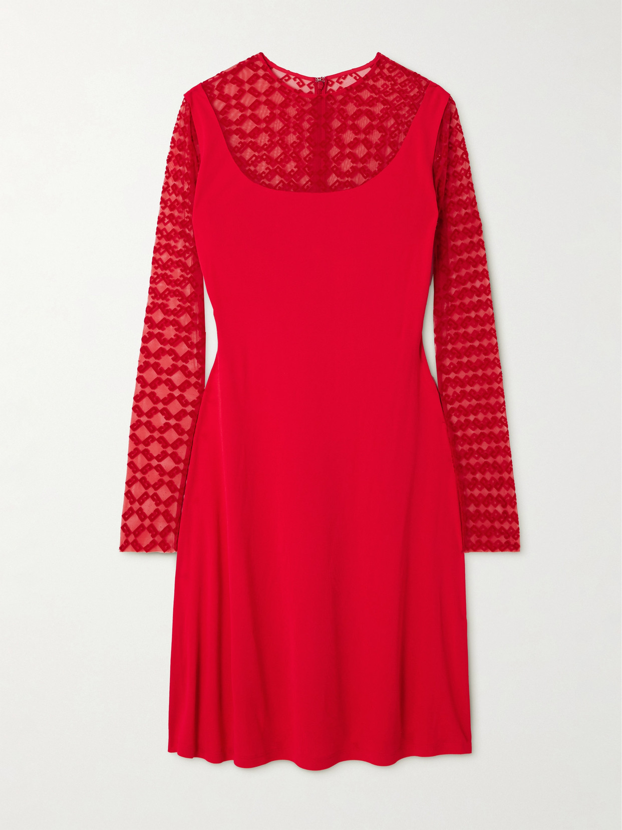 Givenchy - Flocked Tulle And Stretch-jersey Midi Dress - Red