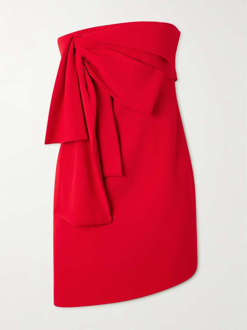 Givenchy Strapless Asymmetric Bow-detailed Cady Mini Dress