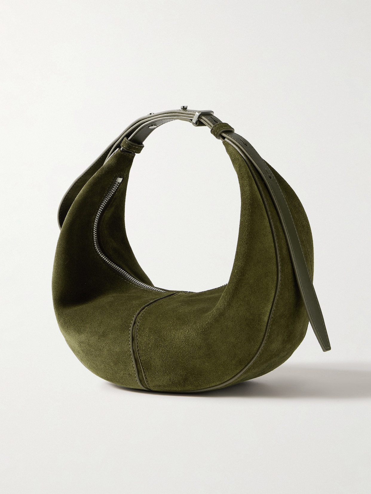 Proenza Schouler Slide Leather-trimmed Suede Shoulder Bag In Green