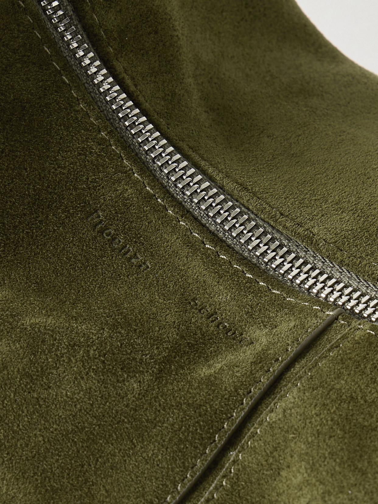 Proenza Schouler Slide Leather-trimmed Suede Shoulder Bag In Green