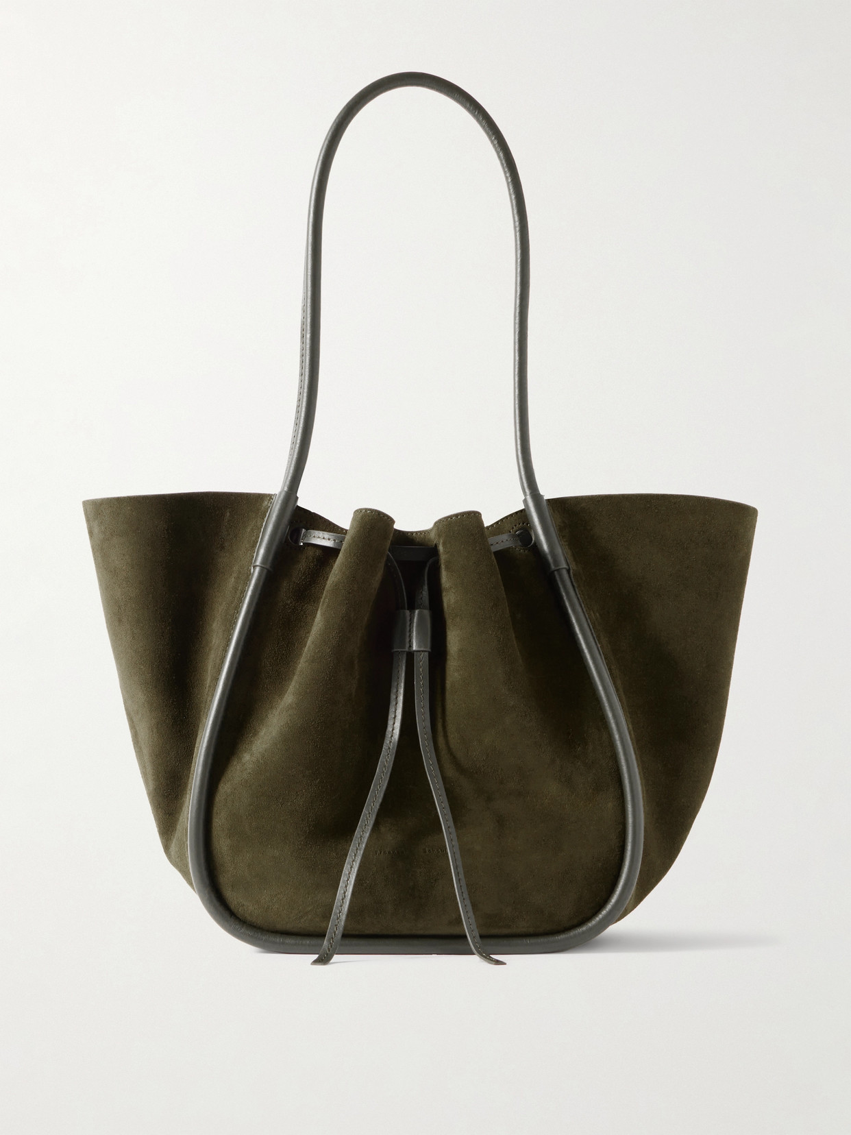 Proenza Schouler - Large Leather-trimmed Ruched Suede Tote - Green