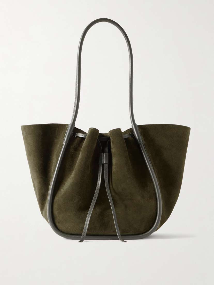 Proenza Schouler Large Leather-trimmed Ruched Suede Tote