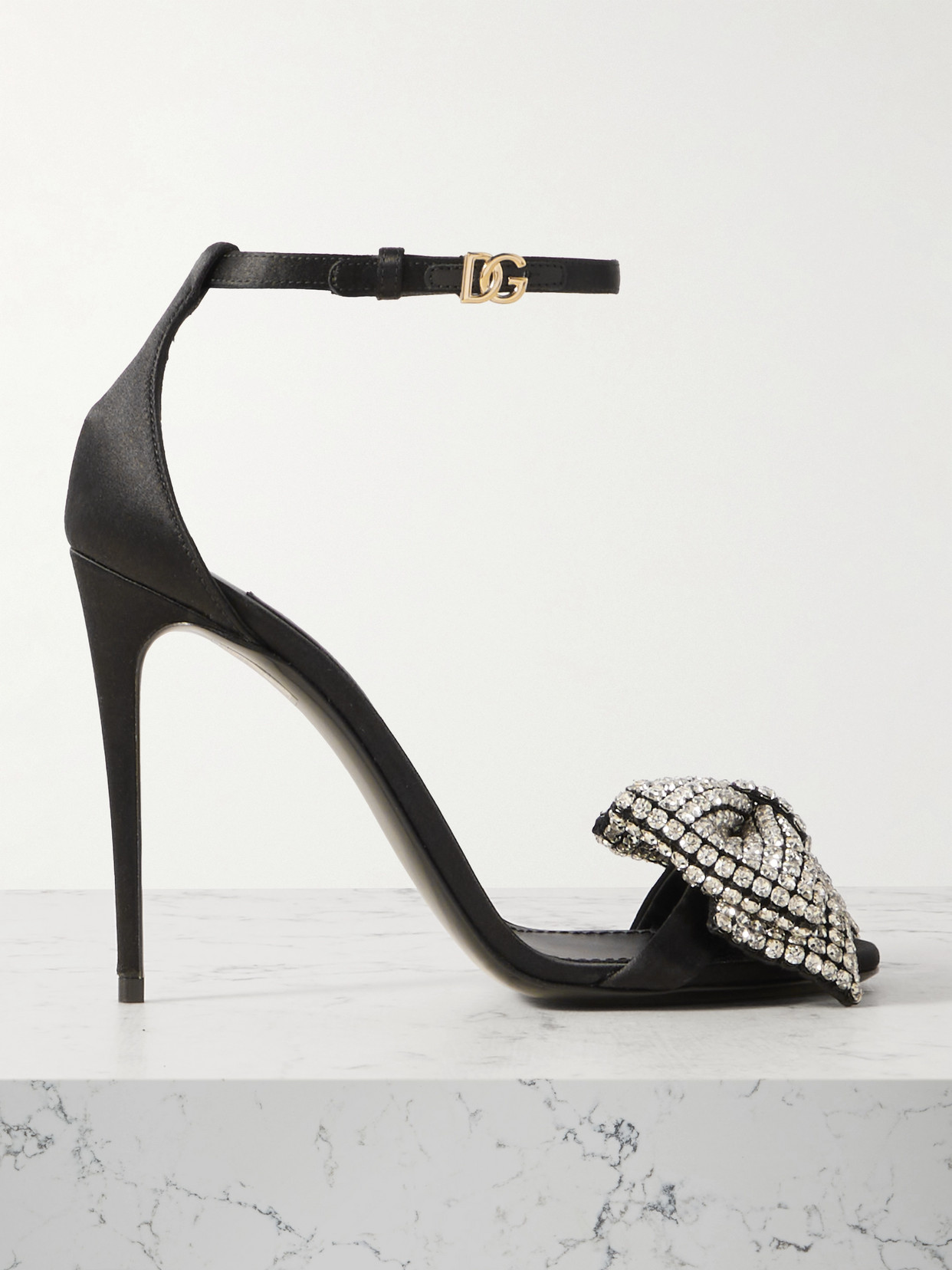 Dolce & Gabbana - Crystal-embellished Satin Pumps - Black