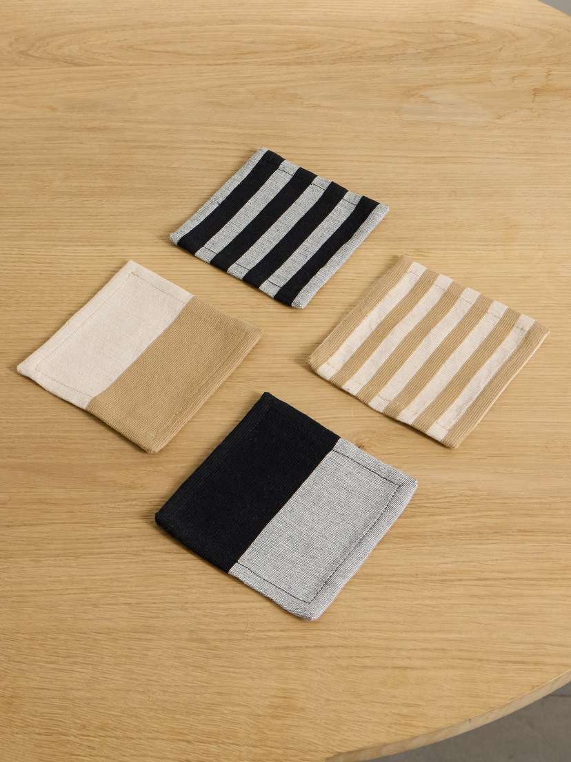 Hunting Season Set Of Four Striped Cotton Cocktail Napkins