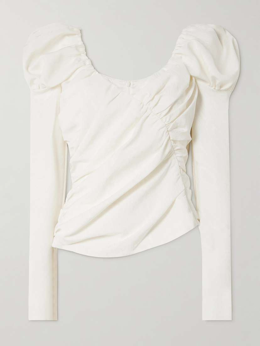 LIBEROWE Luna Draped Wool-blend Moire Top