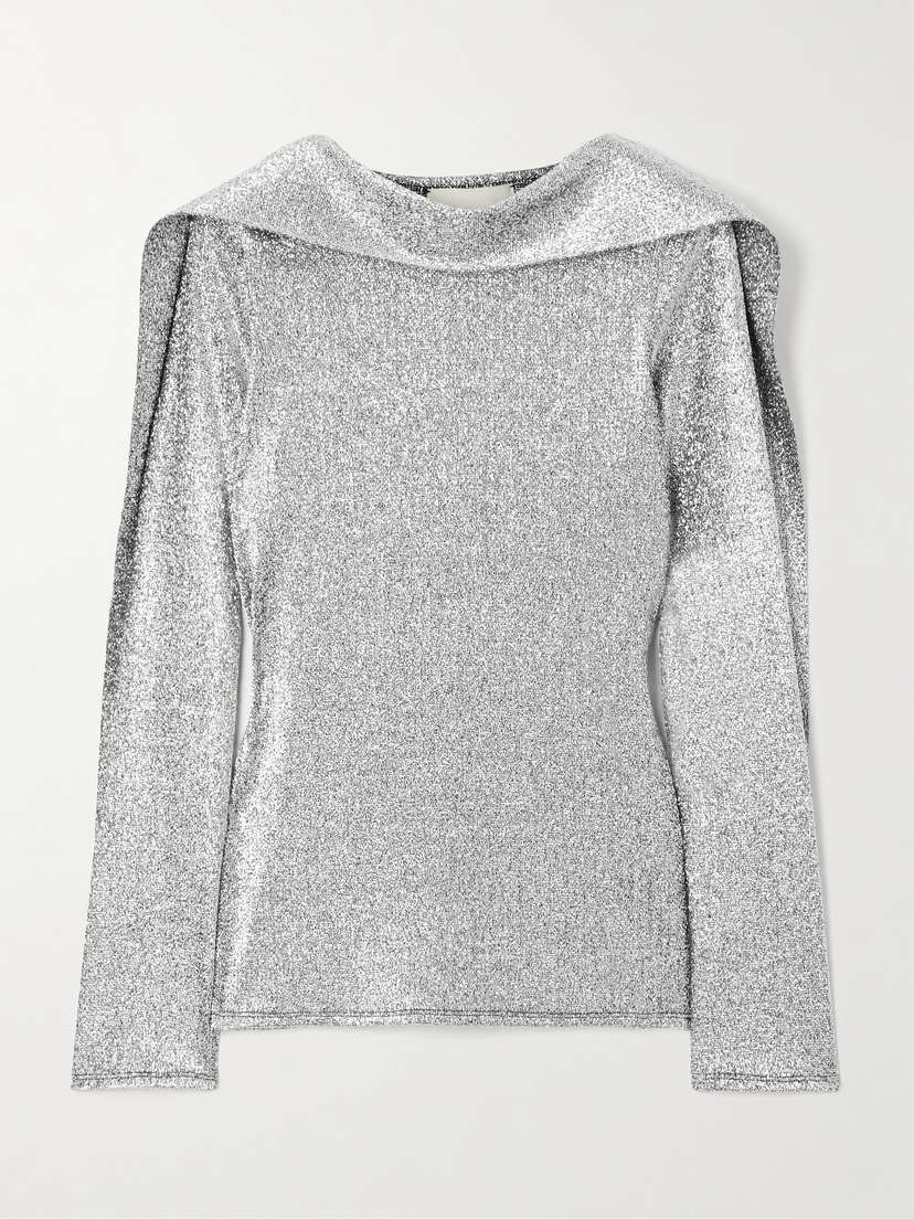 LIBEROWE Roberta Scarf-detailed Metallic Knitted Top