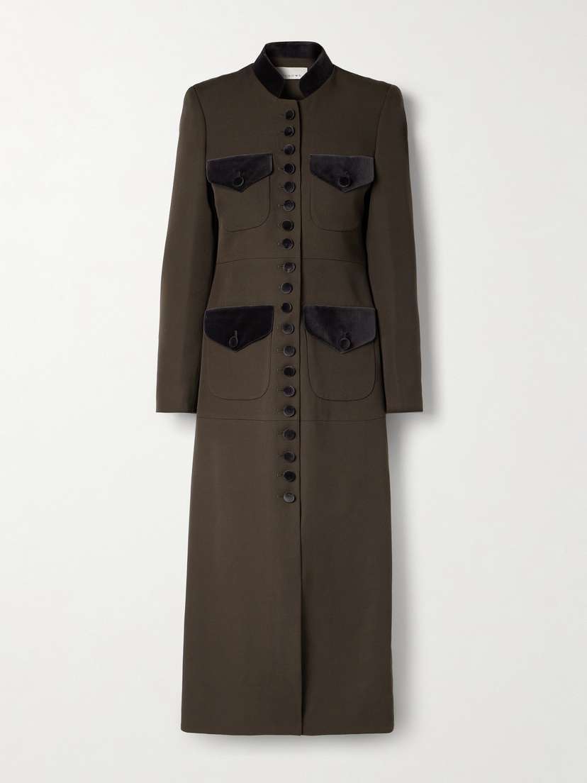 LIBEROWE Imperial Velvet-trimmed Wool-blend Coat