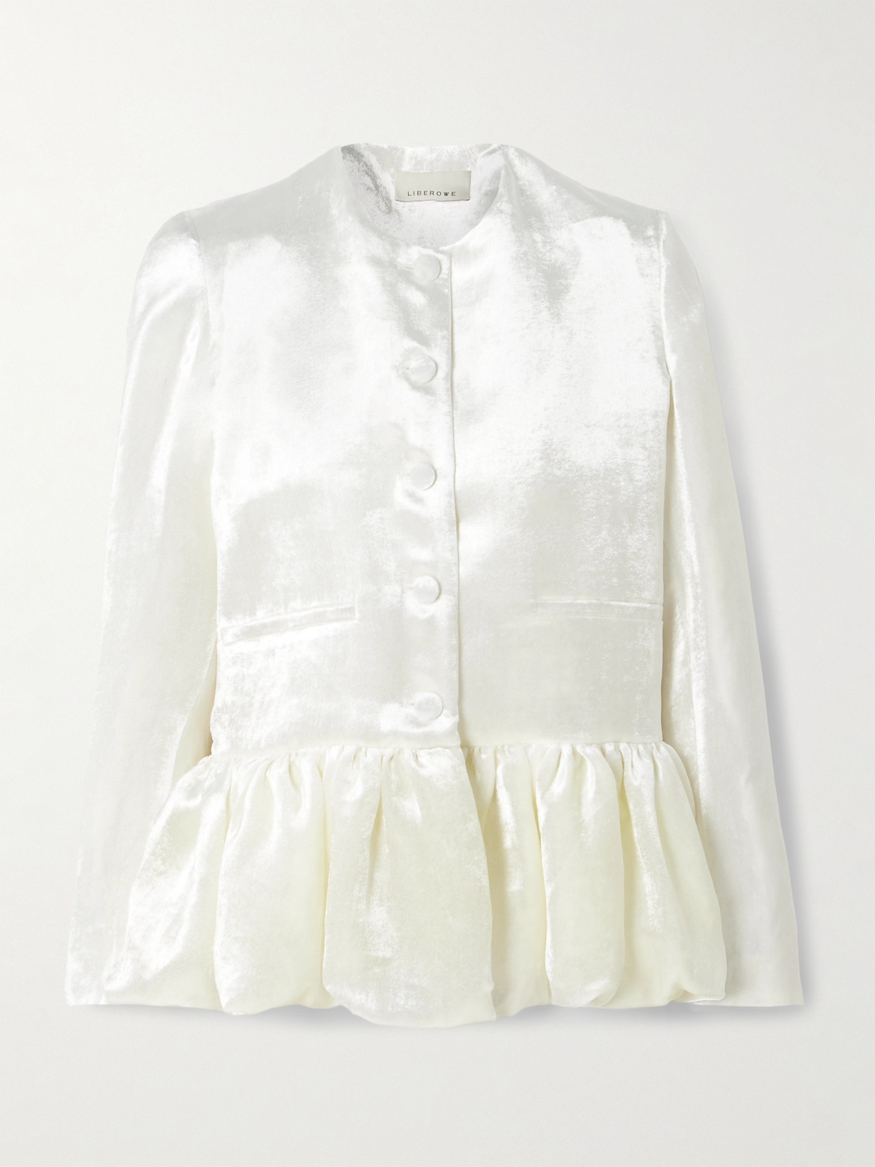Liberowe Velvet Peplum Jacket In Ivory