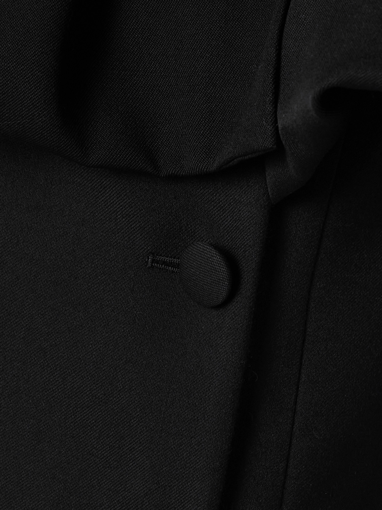 Bombardo Double-Breasted Pleated Ruffled Wool-Twill Coat