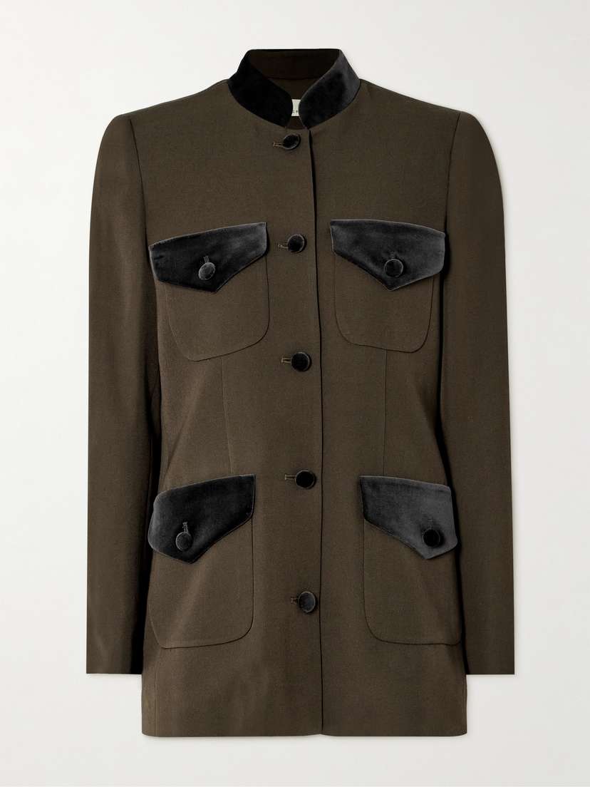 LIBEROWE Raja Velvet-trimmed Wool-blend Blazer