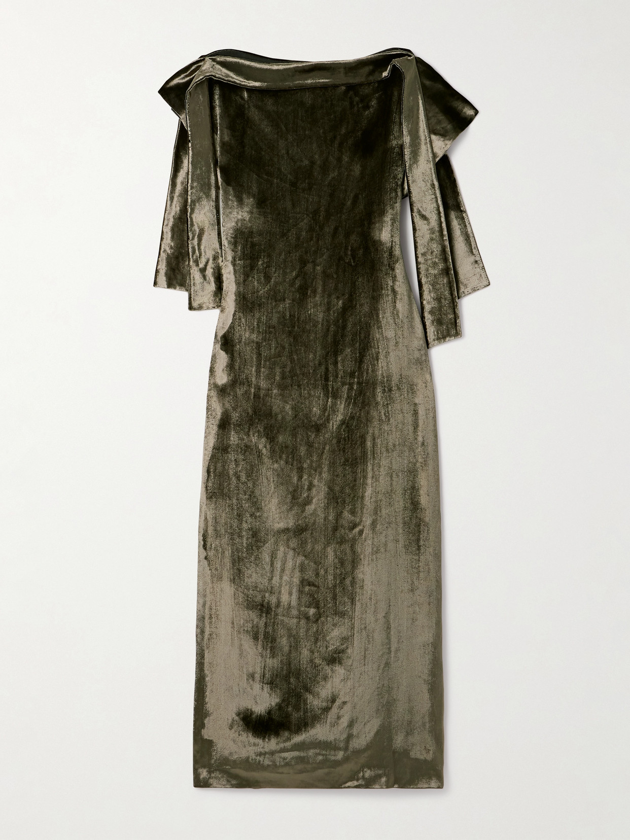 LIBEROWE - Arya Draped Velvet Midi Dress - Green
