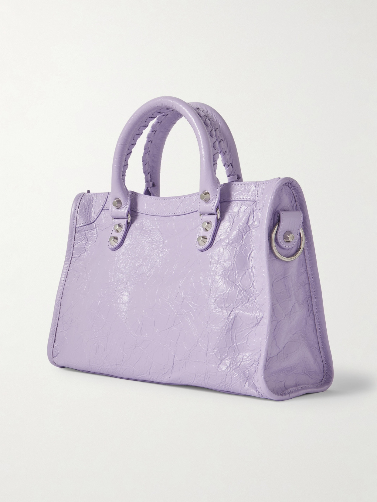 Balenciaga Le City Small Embellished Textured-leather Tote In Purple