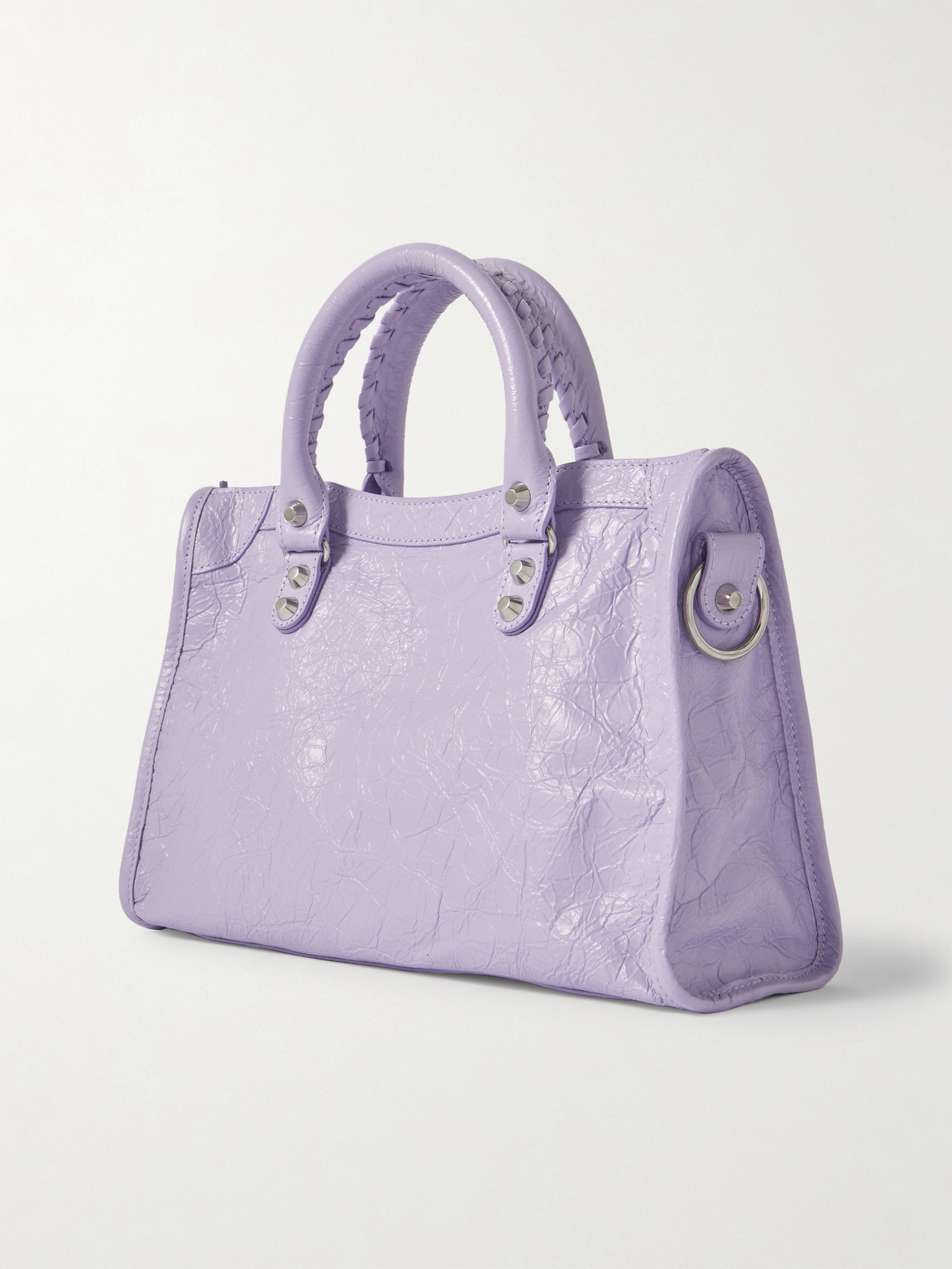 Shop Balenciaga Le City Small Embellished Textured-leather Tote In Purple