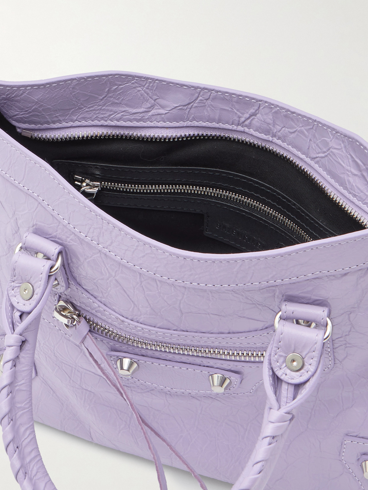 Balenciaga Le City Small Embellished Textured-leather Tote In Purple