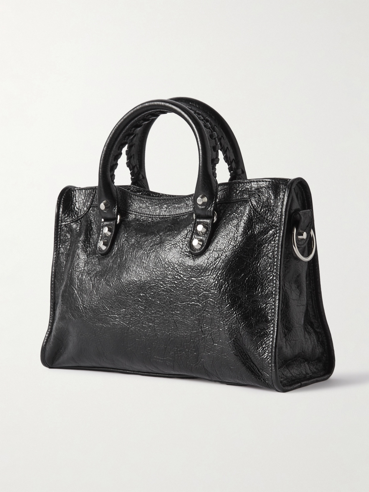 Shop Balenciaga Le City Medium Textured-leather Tote In Black