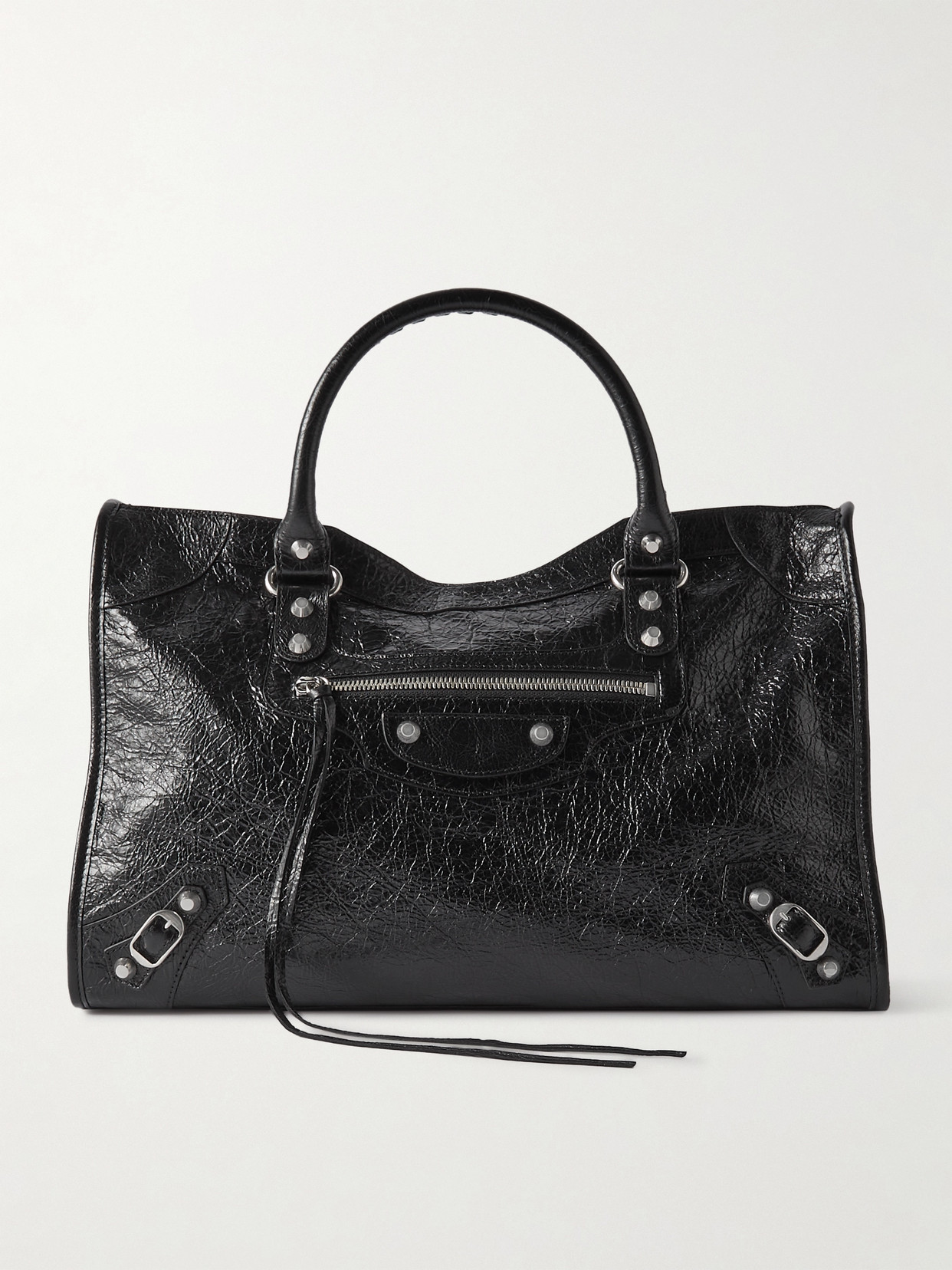 Shop Balenciaga Le City Medium Textured-leather Tote In Black