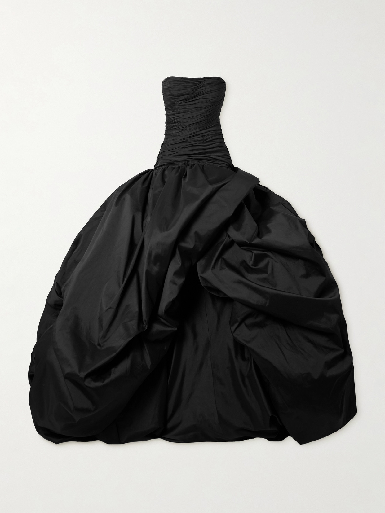 Marmar Halim Strapless Plissé-taffeta Gown In Black