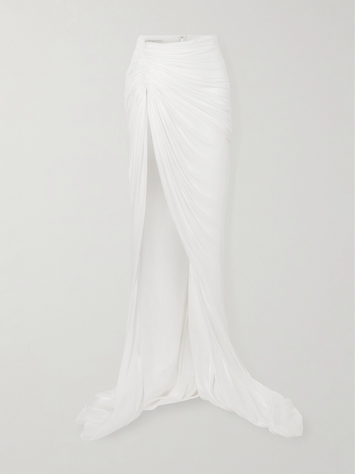 Marmar Halim - Gathered Plissé Silk-satin Maxi Skirt - White