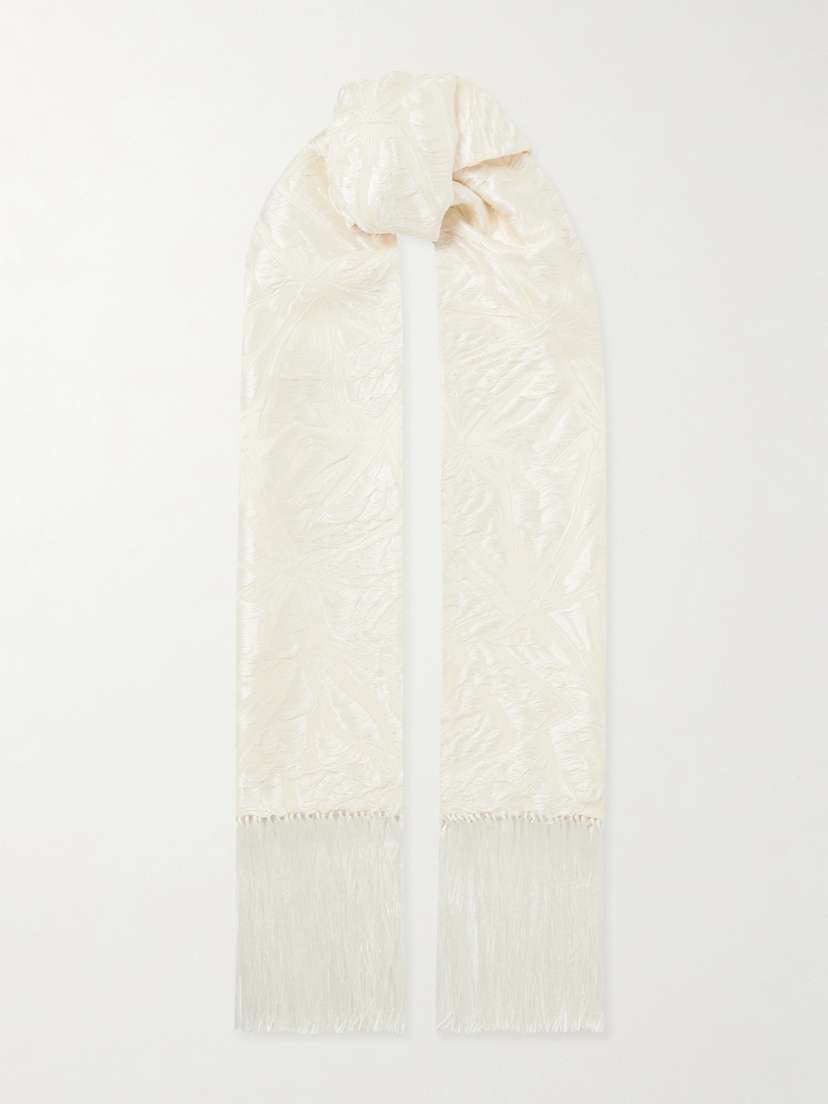 Gabriela Hearst Blaine Fringed Silk And Wool-blend Jacquard Scarf