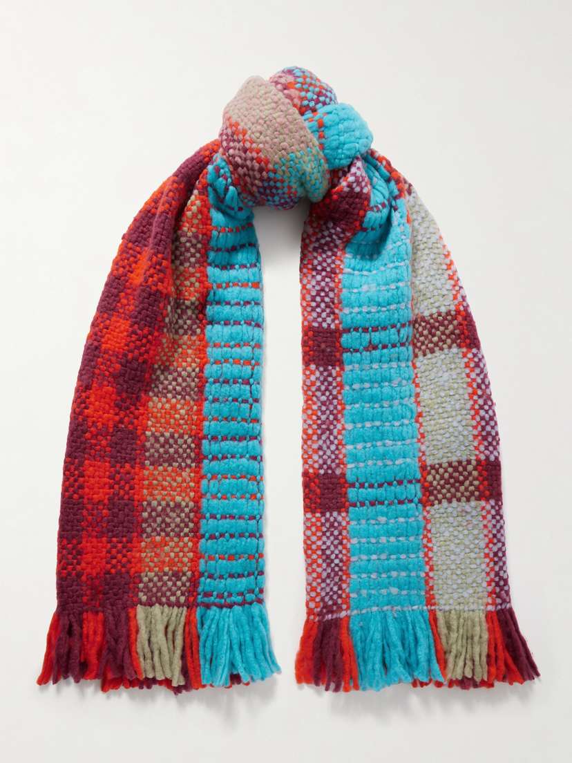 Gabriela Hearst Bracknell Fringed Checked Cashmere Scarf