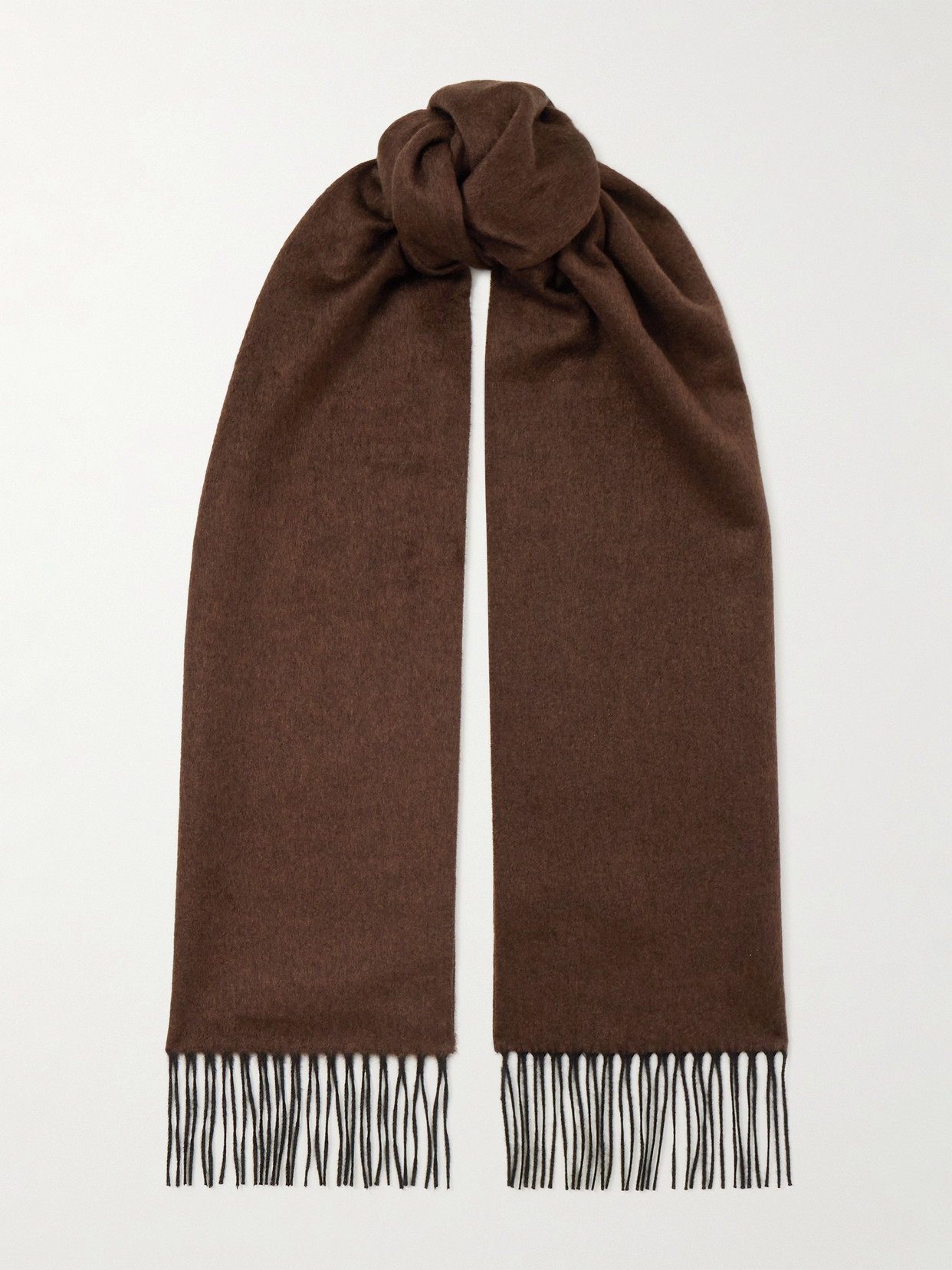 Gabriela Hearst - Blaine Fringed Silk And Cashmere-blend Scarf - Chocolate