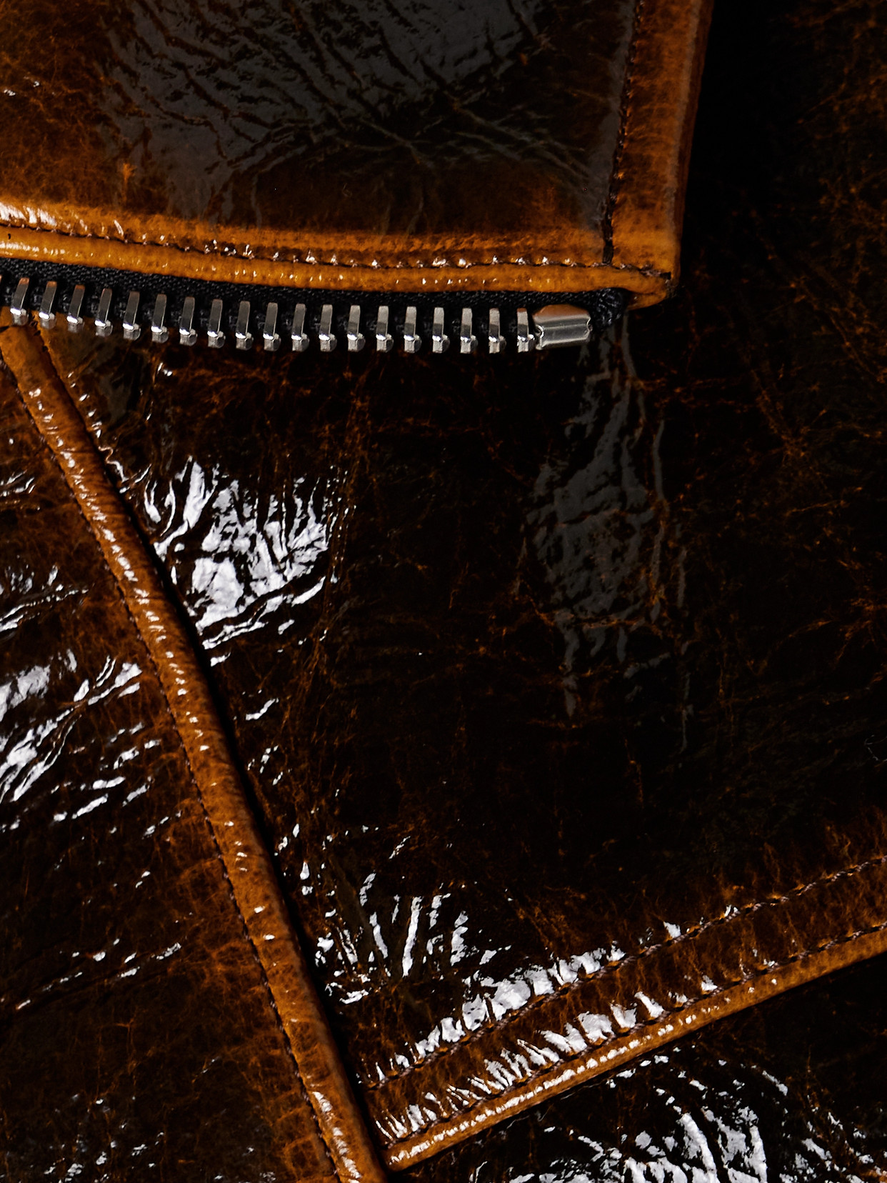 Brandon Maxwell The Everett Lacuqered Wool Trucker Jacket In Brown