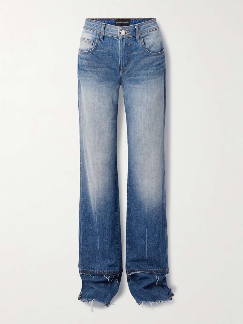 Brandon Maxwell The Wiley Frayed High-rise Straight-leg Jeans