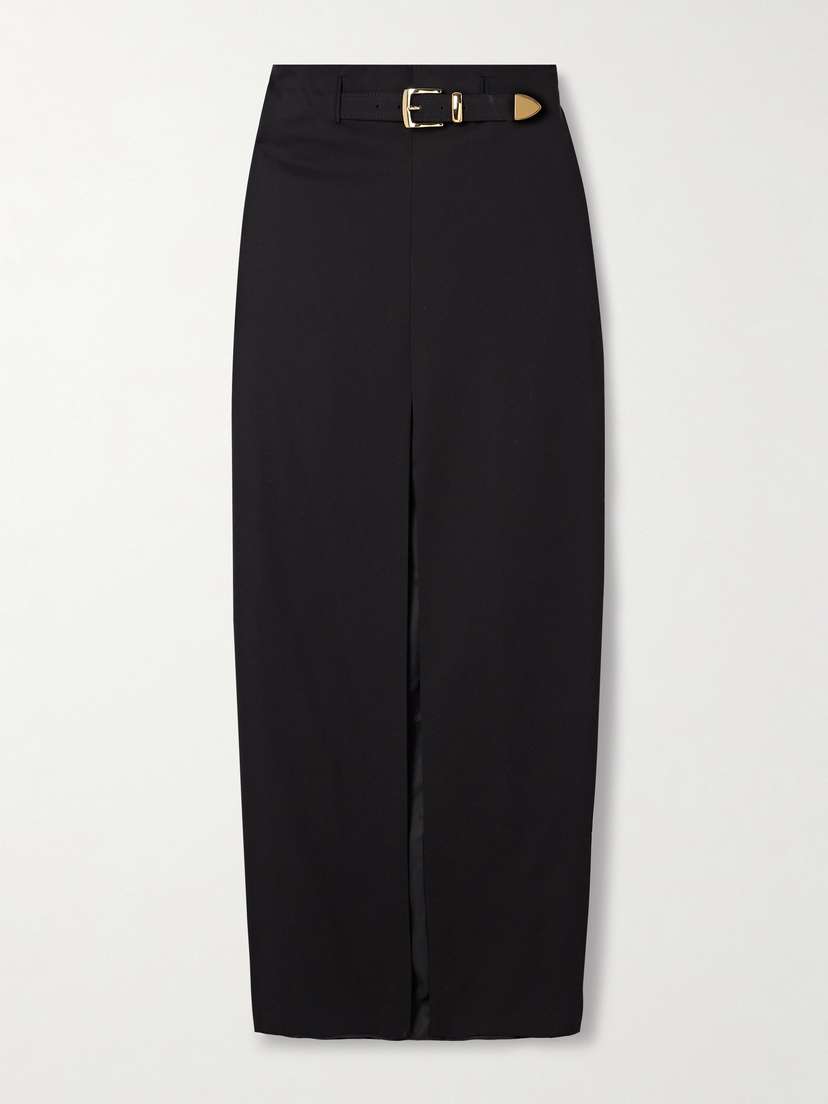 Brandon Maxwell The Pierce Belted Cotton-crepe Maxi Skirt