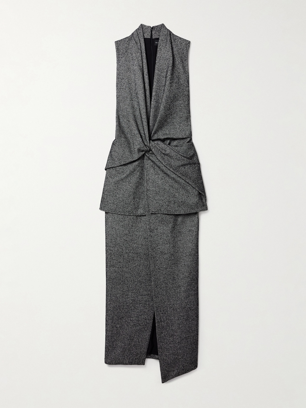 Brandon Maxwell - The Margo Gathered Layered Wool-blend Maxi Dress - Gray