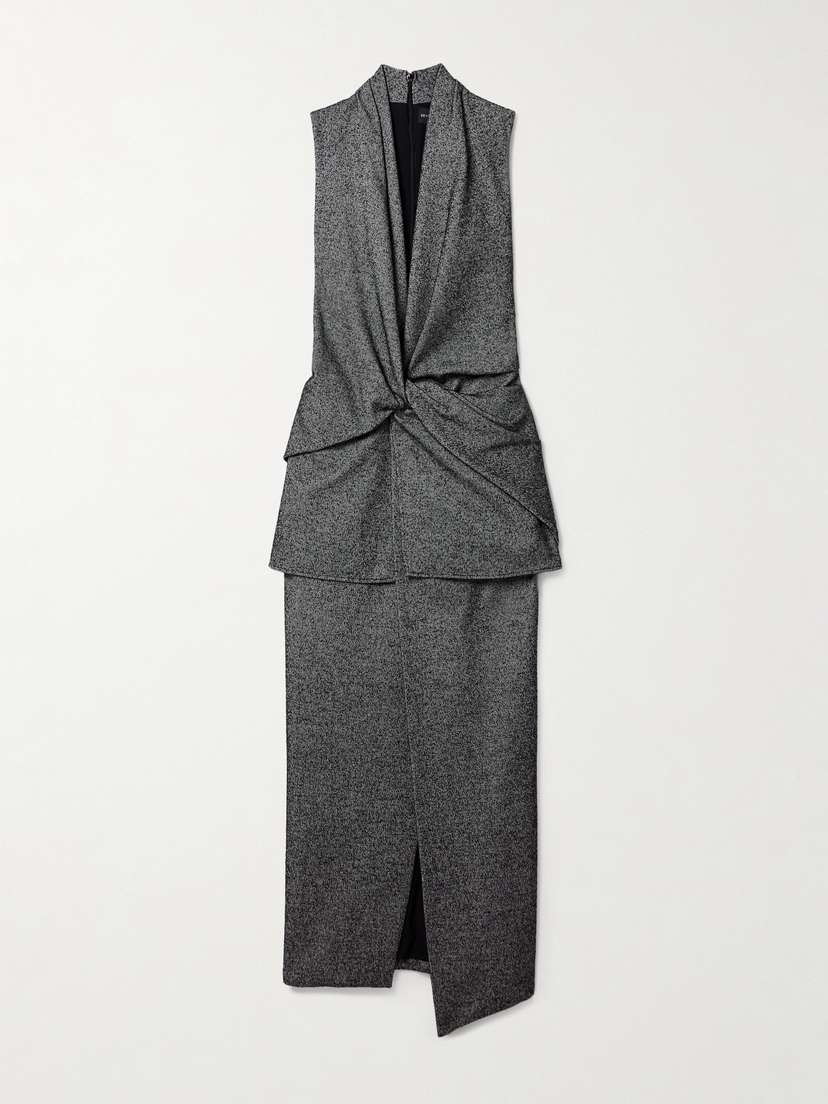 Brandon Maxwell The Margo Gathered Layered Wool-blend Maxi Dress